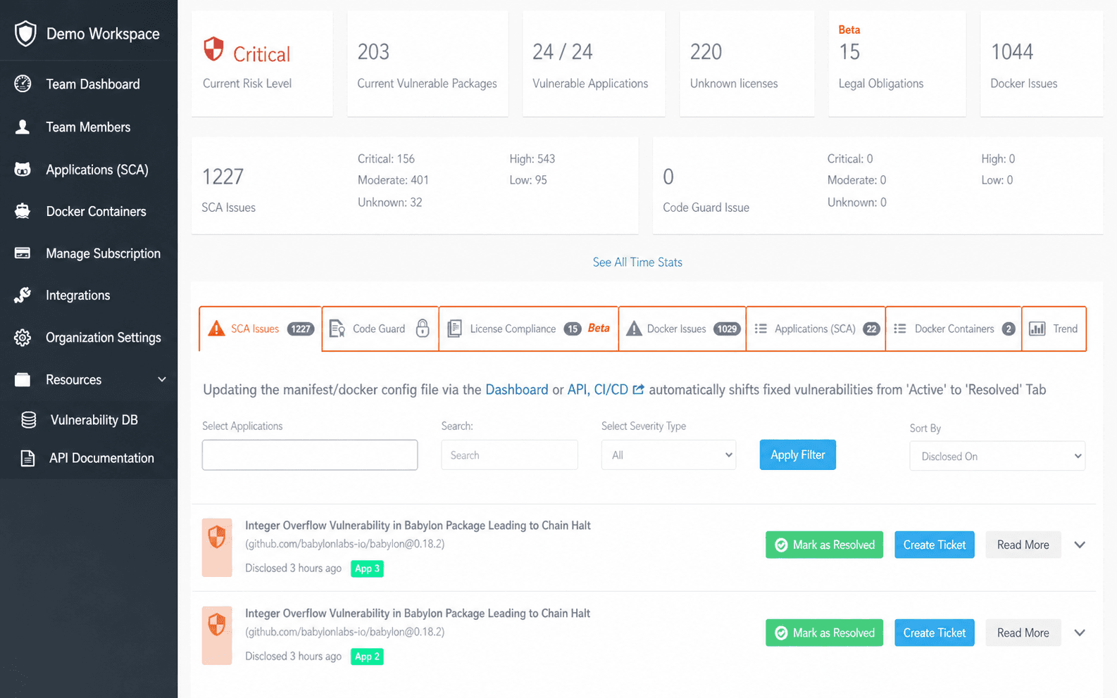 Vulnerability-monitoring SaaS interface